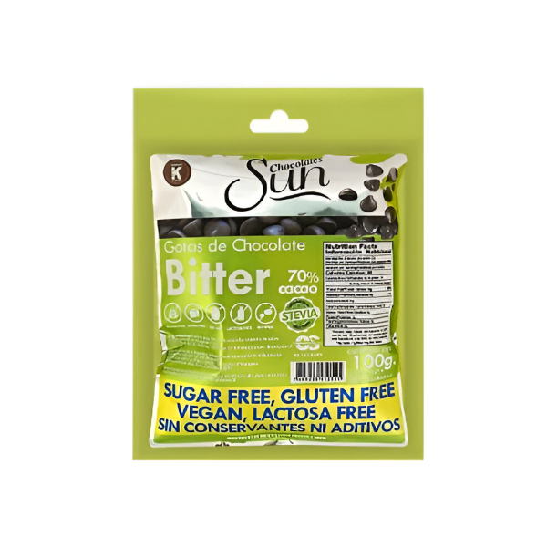 Sun Gotas Chocolate Bitter 70% Con Stevia Sin Gluten 100Gr