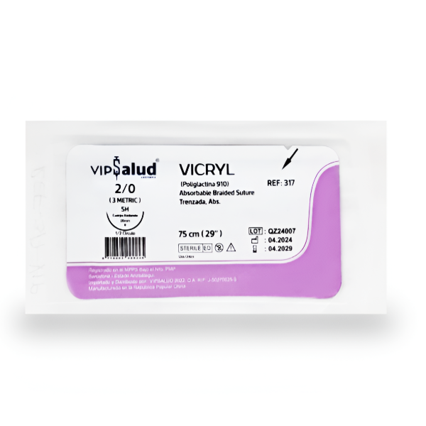 Sutura Vicryl 2-0 Aguja Curva No Cortante/Absorbible 75Cm-26Mm Vip Salud