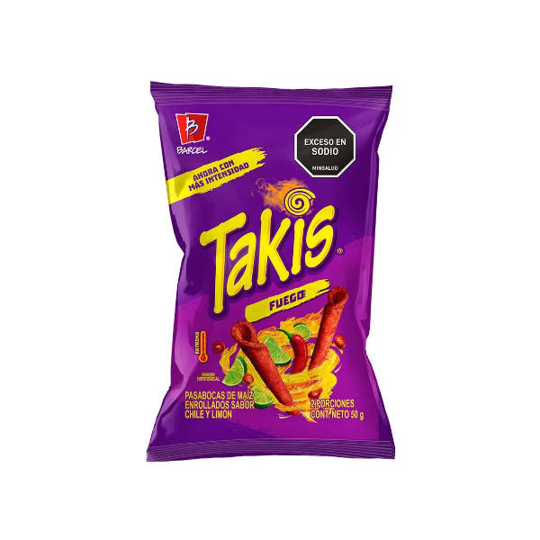 Takis Fuego Pasabocas De Maiz Sabor Chicle Limón 50Gr.