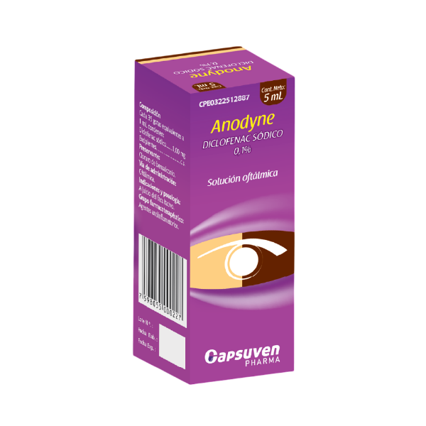 Anodyne Diclofenac Sódico 0.1%  Solución Oftálmica X 5Ml Capsuven