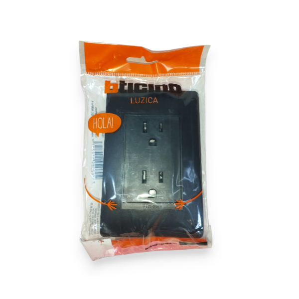 Bticino Toma Corriente Doble Luzica Negro Pu1228N - Imagen 2