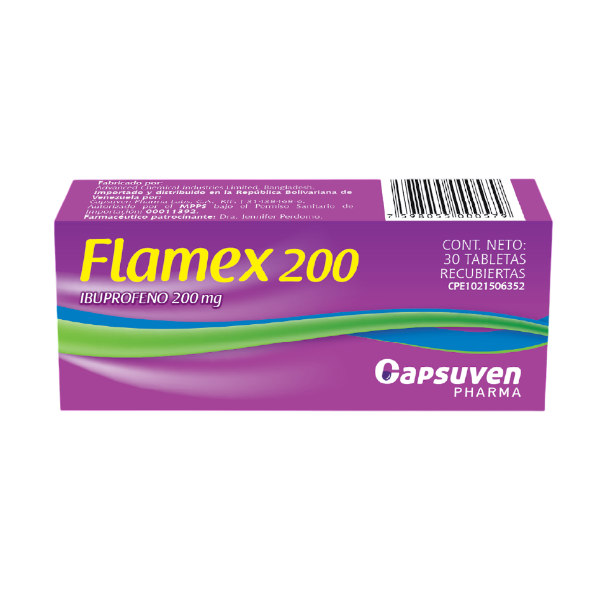 Flamex Ibuprofeno 200Mg X 30 Tabletas Capsuven - Imagen 2