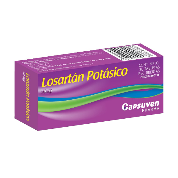 Losartán Potásico 50Mg X 30 Tabletas  Capsuven