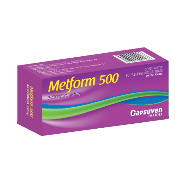 Metform Metformina 500Mg X 30 Tabletas Capsuven