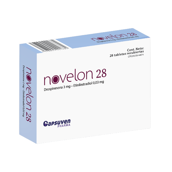 Novelon Drospirenona + Etinilestradiol 28. 3Mg/0.03Mg X 28 Tabletas Capsuven