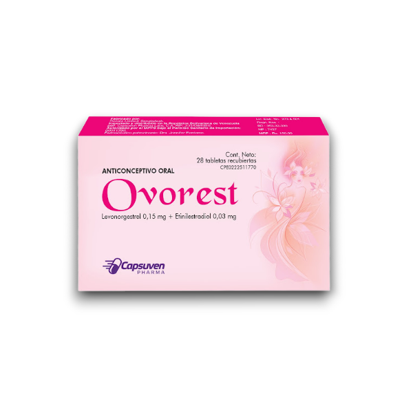 Ovorest Etinilestradiol, Levonorgestrel 0.15Mg/0.03Mg X 28 Tabletas Capsuven