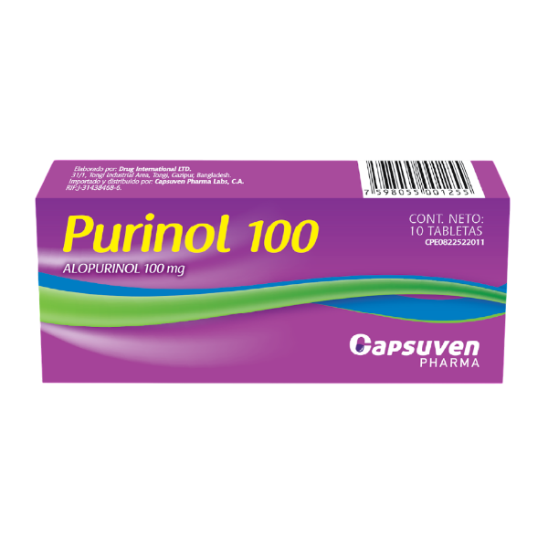 Purinol Alopurinol 100Mg X 10 Tabletas Drug Internacional - Imagen 2
