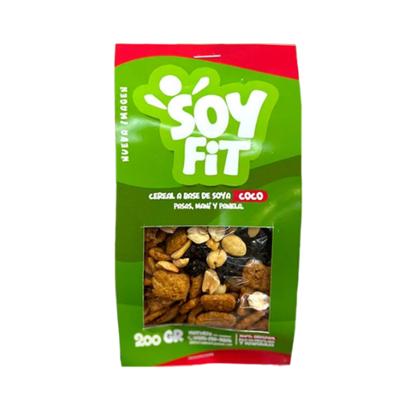 Soy Fit Cereal A Base De Soya Coco Pasas Maní 200Gr.