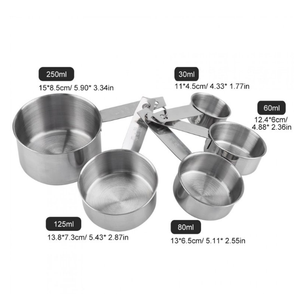 Set De 5 Piezas De Cucharas Medidoras Metal Kt10312