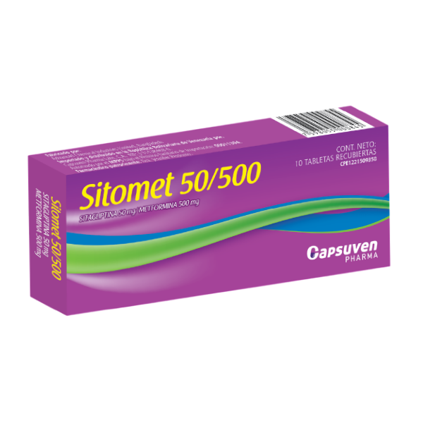 Sitomet Sitagliptina+Metformina 50Mg/500Mg X 10 Tabletas Capsuven