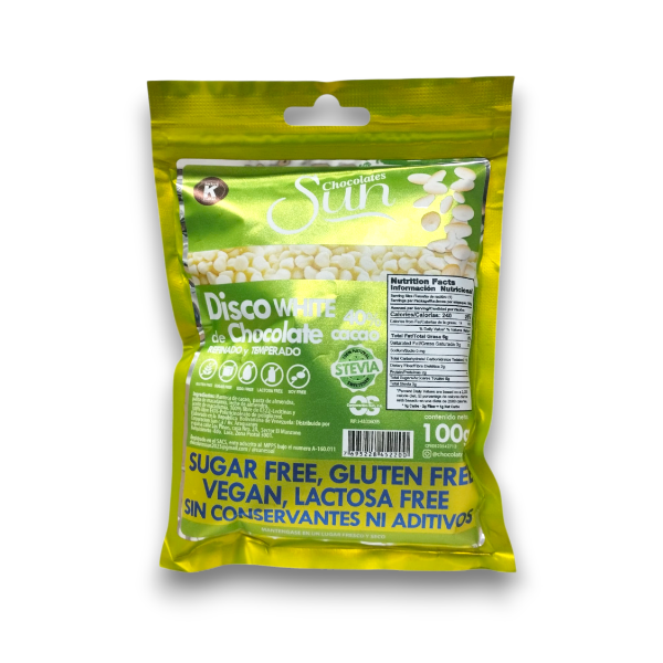 Sun Disco/Chocolate White 40% Con Stevia Sin Gluten 100Gr - Imagen 2