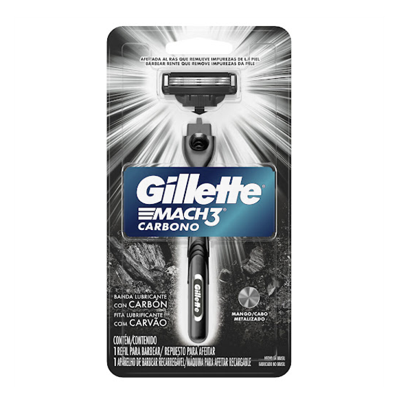 Gillette Afeitadora Mach3 Carbono 3 Hojillas X 1 Unidad