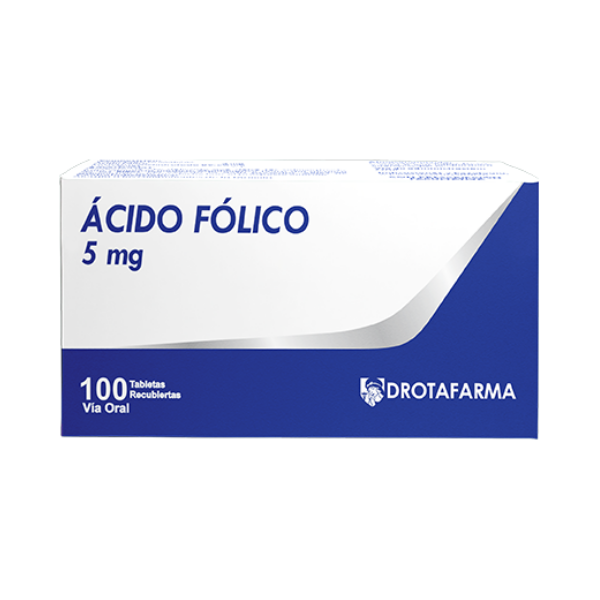 Acido Folico 5Mg X 10 Tabletas De Dispensador Drotafarma
