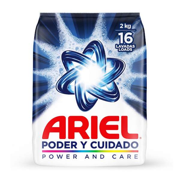 Ariel Detergente en Polvo Power And  Care Bio Espuma 2 Kg
