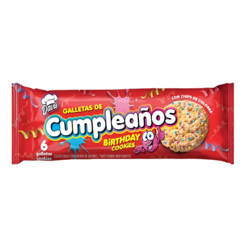 Davu Galletas Con Chispas De Colores X 6 Unidades 68Grs