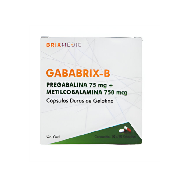 Gababrix-B Pregabalina + Metilcobalamina 75Mg 750Mcg X 10 Cápsulas Brixmedic