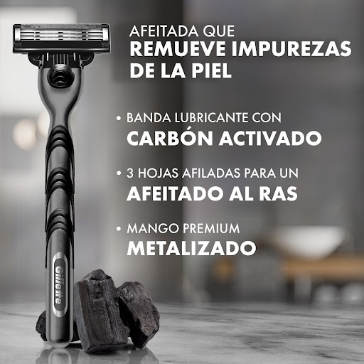 Gillette Mach3 Carbono Cartucho 3Hojas X 4 Unidades - Imagen 3