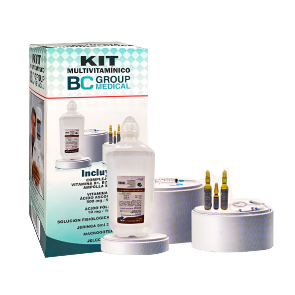 Kit Multivitaminico (Vitamina C – Complejo B – Ácido Fólico) + Solución 0.9% Bc Groupmedical