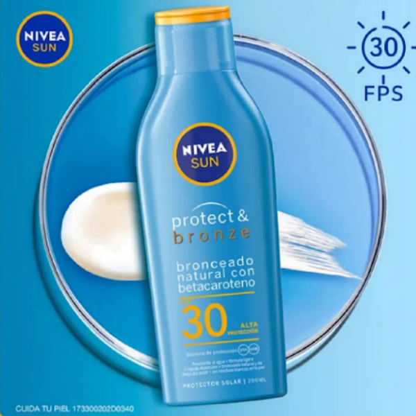 Nivea Sun Facial Protector Solar Y Bronze Fps30 X200Ml - Imagen 3