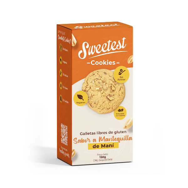 Sweetest Cookies Sabor Mantequilla De Mani Libre Gluten  150Gr