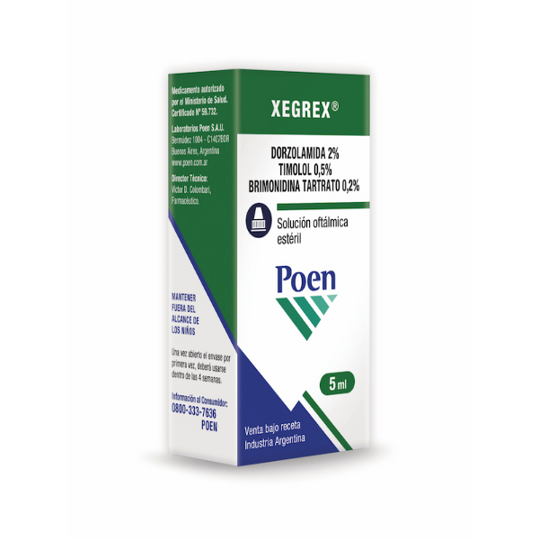 Xegrex Dorzolamina + Timolol + Brimonidina Solución Oftalmica X 5Ml Poen