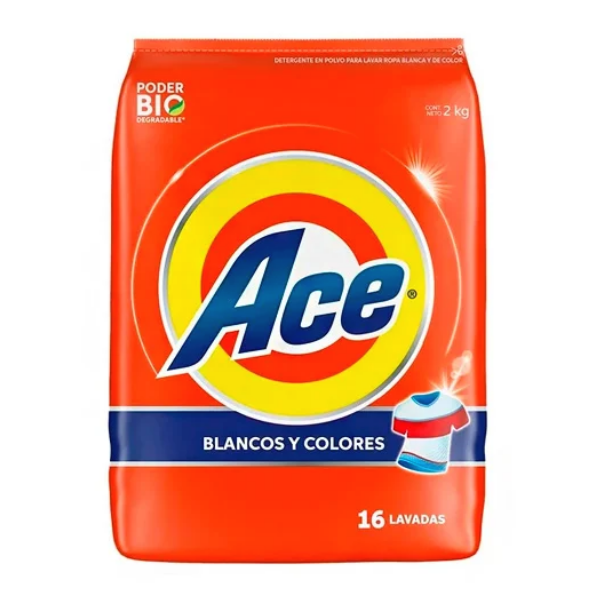 Ace Detergente Polvo Blanco Y Colores 2Kg.
