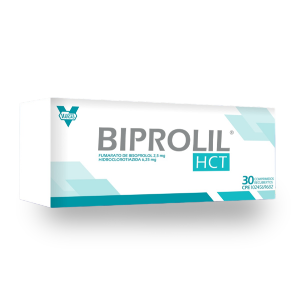 Biprolil Hct Bisoprolol + Hidroclorotiazida 2.5Mg/6.25Mg X 30 Tabletas Vargas