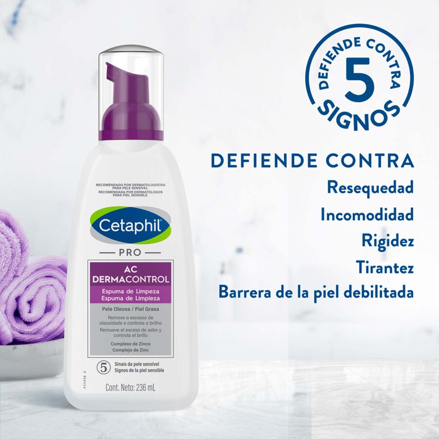Cetaphil Pro Ac Derma Control Espuma De Limpiadora Para Piel Grasa X 236Ml. Galderma - Imagen 3