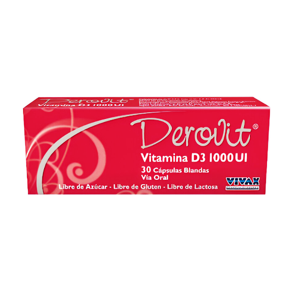 Derovit Vitamina D3 1000UI X 30 Cápsulas Vivax