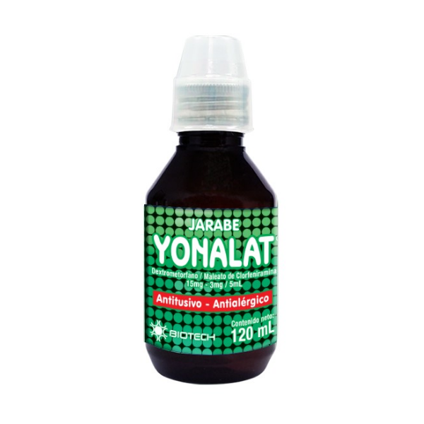 Yonalat Clorfeniramina+Dextrometorfano Jarabe 15Mg/5Ml X 120Ml Biotech