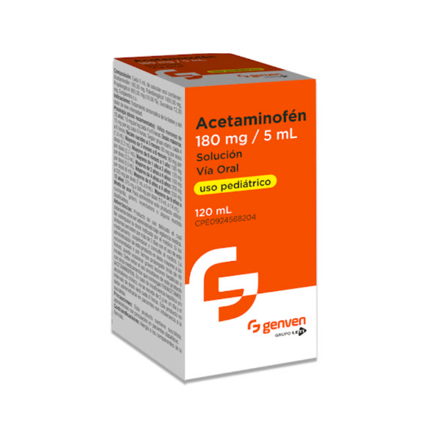 Acetaminofen Jarabe Pediatrico 180Mg/5Ml X 120Ml Genven