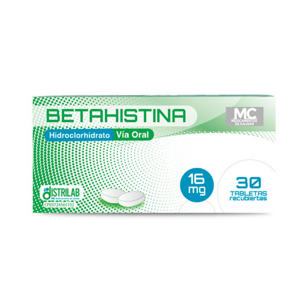 Betahistina 16Mg X 30 Tabletas Distrilab