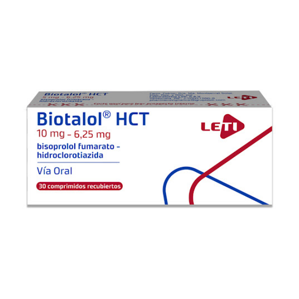 Biotalol Hct Bisoprolol + Hidroclorotiazida  10Mg/6.25Mg X 30 Comprimidos Leti
