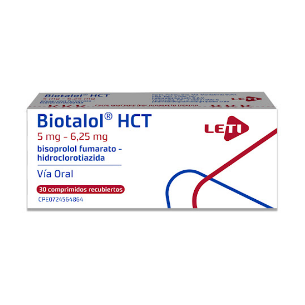 Biotalol Hct  Bisoprolol + Hidroclorotiazida 5Mg/6.25Mg X 30 Comprimidos  Leti