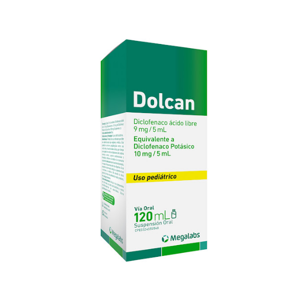 Dolcan Diclofenac Potásico Jarabe Pediátrico 9Mg/5Ml X 120Ml Megalabs