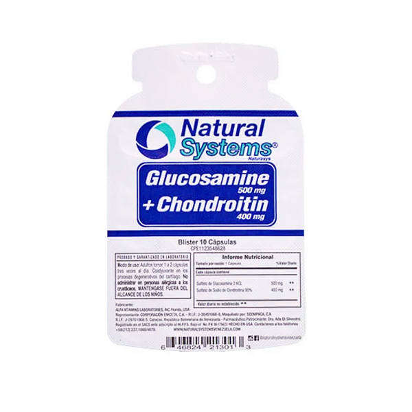 Glucosamine+Chondroitin 500Mg/400Mg X X 10 Cápsulas  De Dispensador  Natural Systems