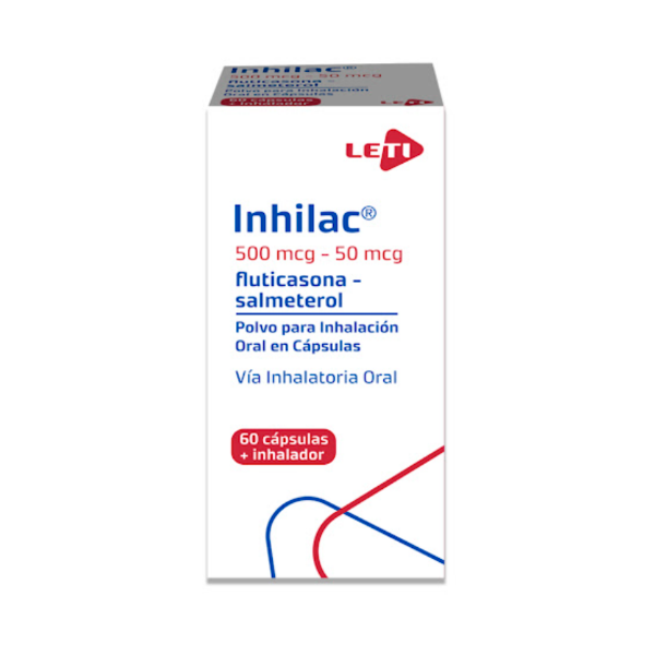 Inhilac Fluticasona + Salmeterol 500Mcg-50Mcg X 60 Cápsulas Para Inhalar + Inhalador Leti