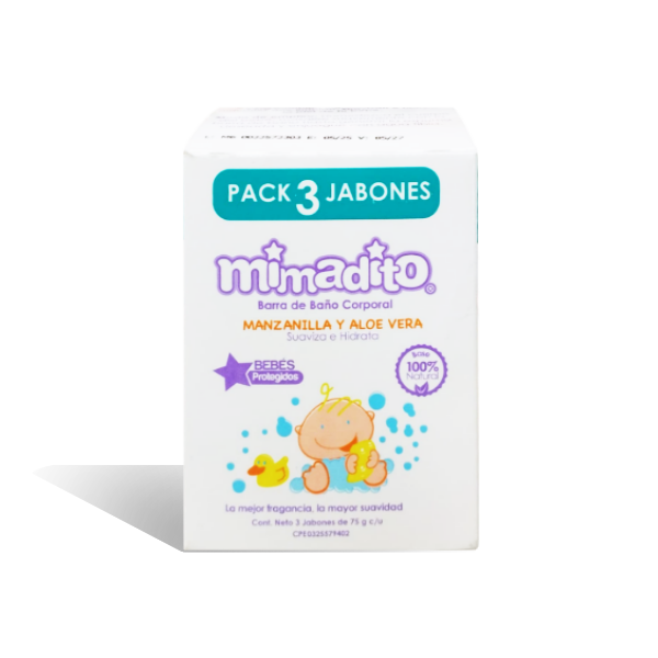 Mimadito Barra De Baño Bebes Tripack Manzanilla Y Aloe Vera X3