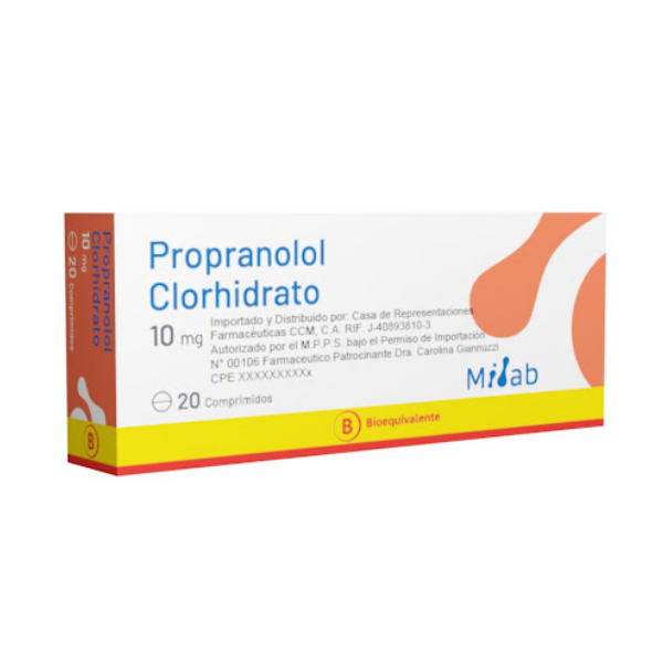 Propranolol 10Mg X 20 Comprimidos Milab