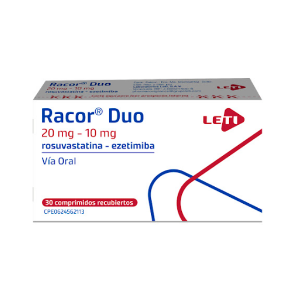 Racor-Duo Ezetimiba + Rosuvastatina 20Mg/10Mg X 30 Comprimidos Leti