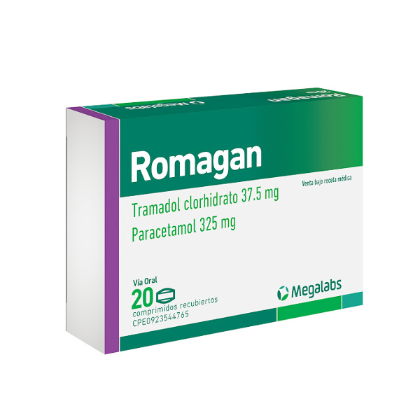 Romagan Paracetamol + Tramadol 37.5Mg/325Mg X 20 Comprimidos Megalabs