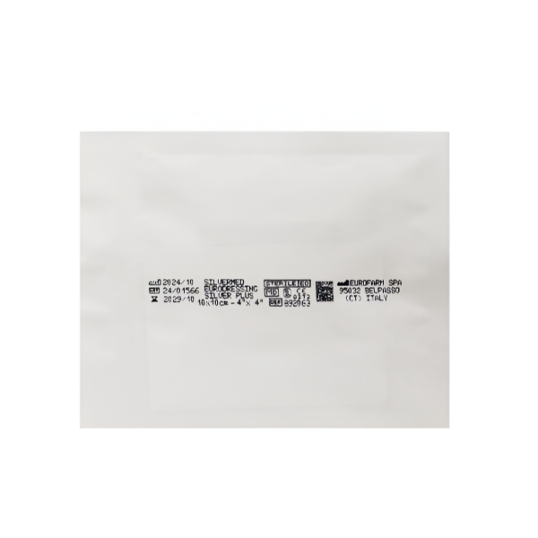 Silvermed Aposito De Plata Con Borde Adhesivo 10Cm X 10Cm Eurofarm X Unidad