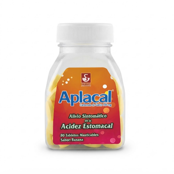 Aplacal Banana Carbonato De Calcio 750Mg X 80 Tabletas Masticables Siegfried