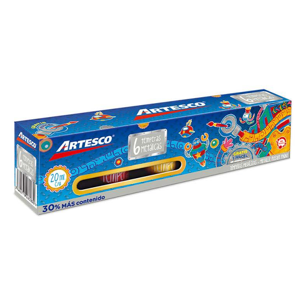 Artesco Tempera Colores Metalicos X 6 Unidades