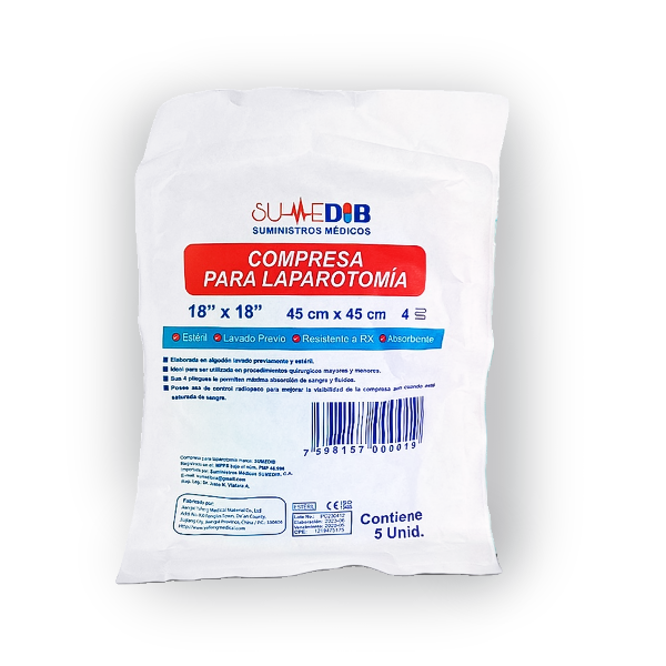 Compresa De Laparatomia (18X18) X 4 Esponjas Sumedib