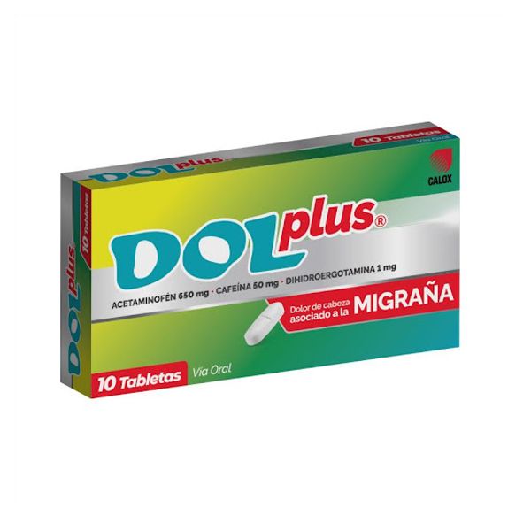 Dol Plus Acetaminofén+Cafeína+Dihidroergotamina 10 Tabletas - Calox ...