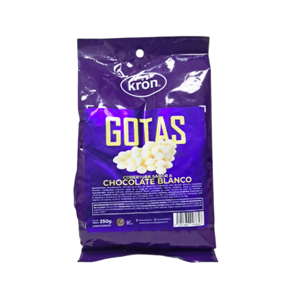 Kron Gotas Cubertura  Sabor Chocolate  Blanco 250Gr