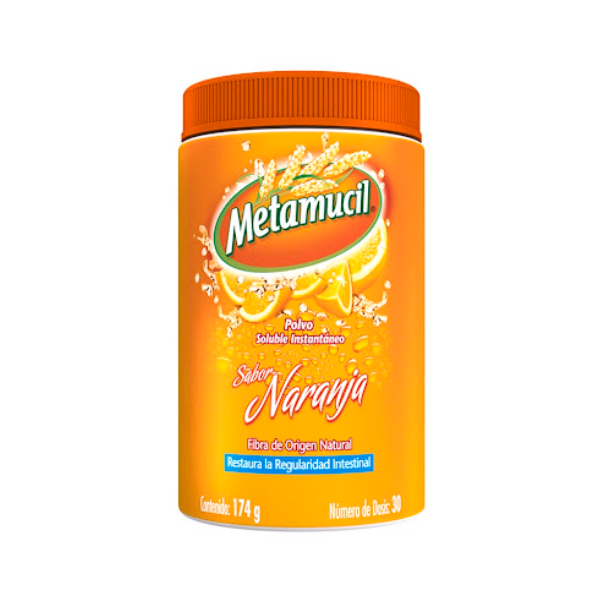 Meta Mucil Suplemento En Polvo 4 En 1 Naranja 174Gr