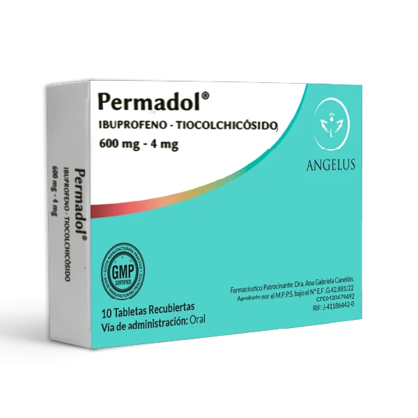 Permadol Ibuprofeno+Tiocolchicósido 600Mg/4Mg X 10 Tabletas Angelus