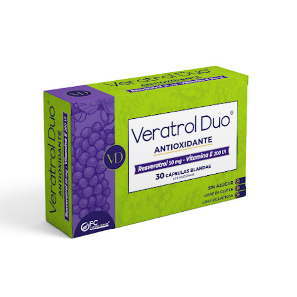 Veratrol Duo Resveratrol + Vitamina E 50Mg/200 Ui X 30 Capsulas Blandas Fc Pharma